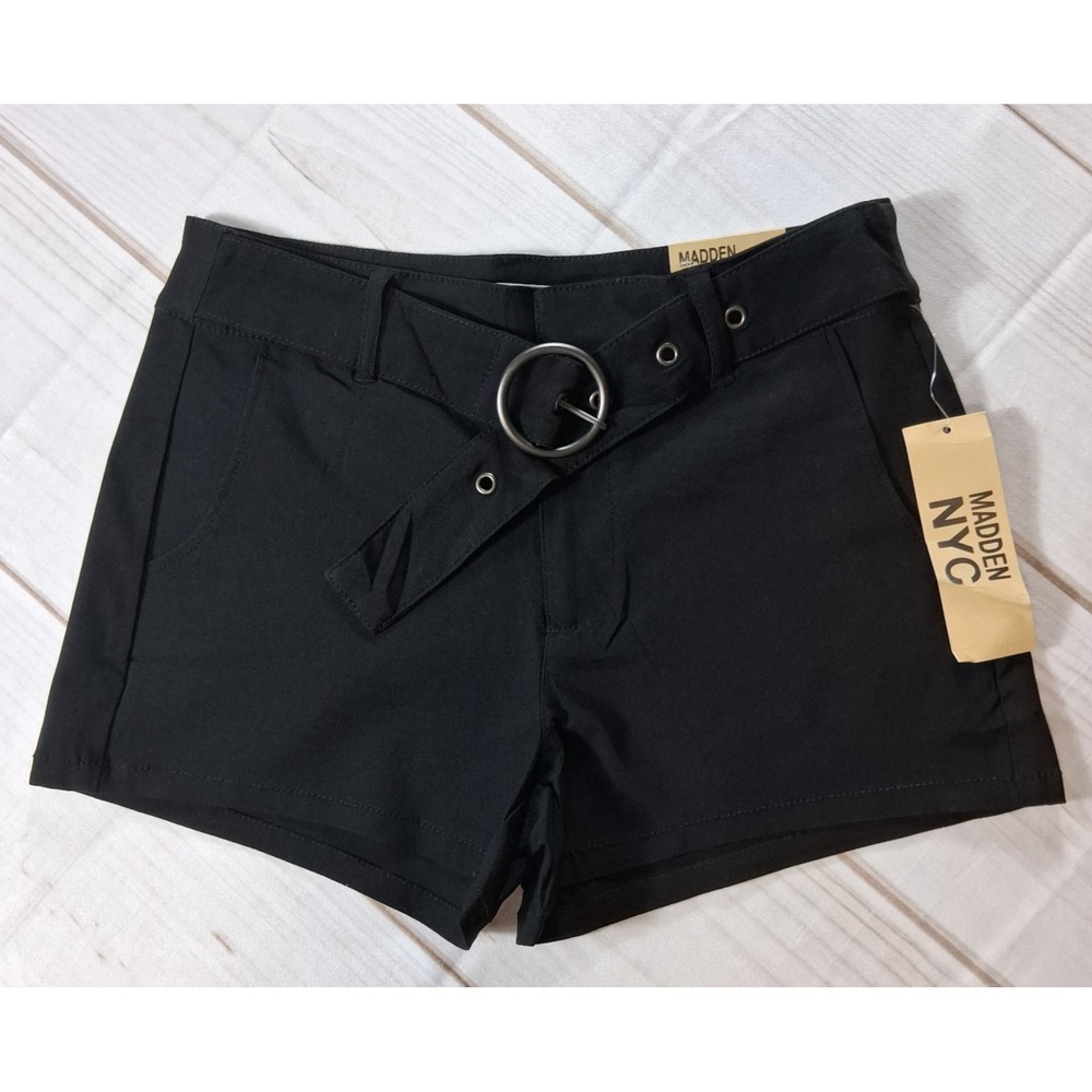 Madden NYC High-Rise Short Womens S Black Belted Shorts NWT New with Tags Sz S